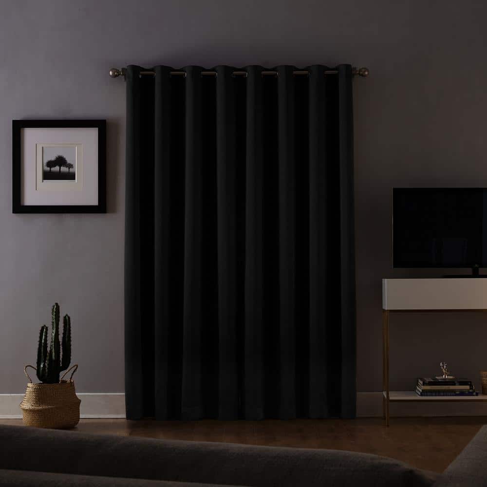 Black Polyester Blackout Grommet Window Panel, 52" x 63"