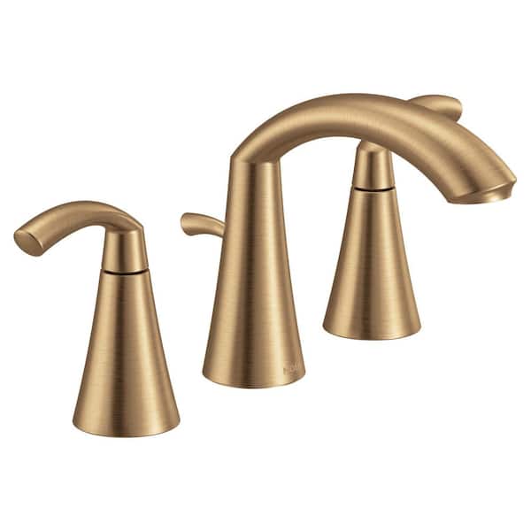 Glyde Bronzed Gold Transitional 2-Handle High-Arc Widespread Bathroom Faucet with Drain Assembly, Valve Included