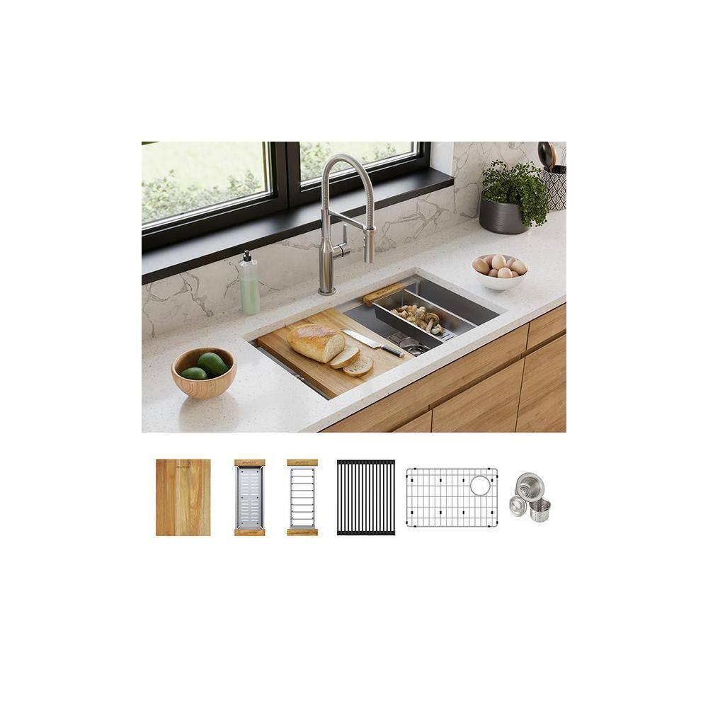 Crosstown 31.5" Stainless Steel Undermount Workstation Kitchen Sink