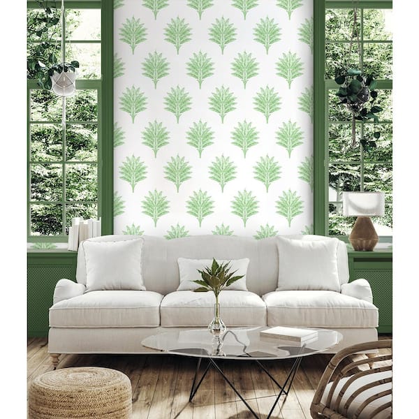 40.5 sq. ft. Greenery Sea Breeze Palm Vinyl Peel and Stick Wallpaper Roll