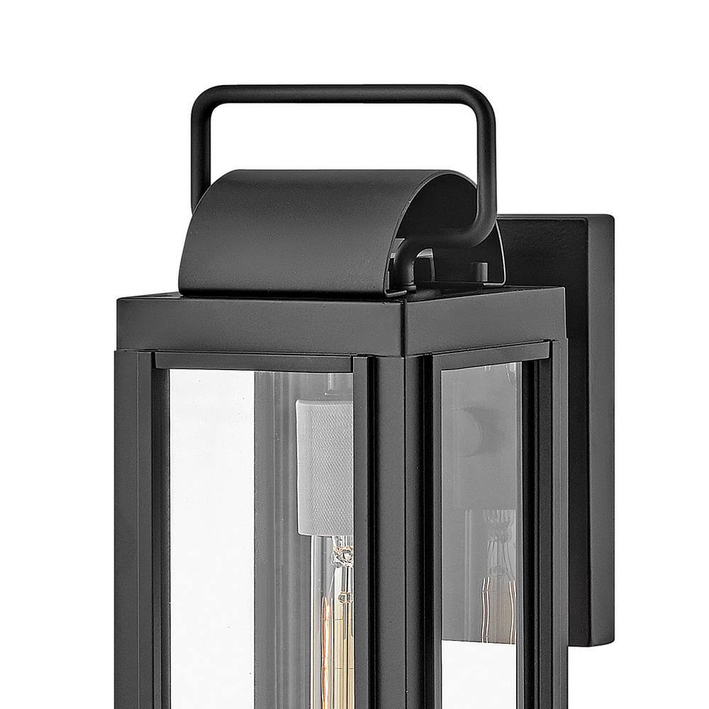 Sag Harbor Black and Bronze Outdoor Wall Lantern with Clear Glass