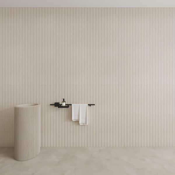 Spanish Iconic Beige 24 in. x 48 in. 3D Fluted Matte Porcelain Large Format Wall Tile (2-Pieces, 15.5 sq. ft./Case)