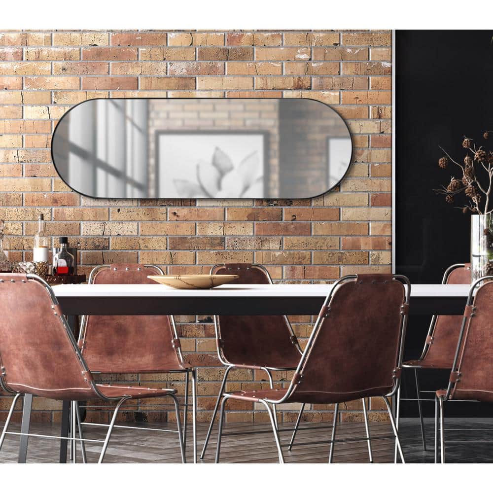 Rollo Capsule Full-Length Black Metal Wall Mirror 16"x48"