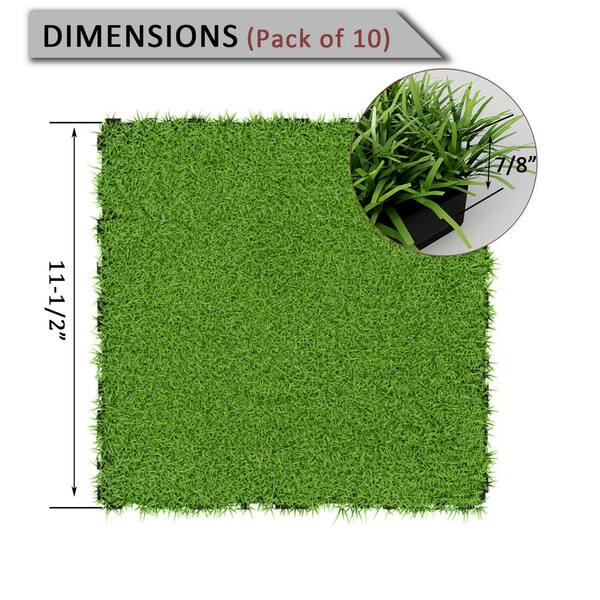 ARK DESIGN 1 ft. x 1 ft. Quick Deck Outdoor Composite Imitate Grass Deck Tile in Finished Green Grass (10 sq. ft. Per Bx)