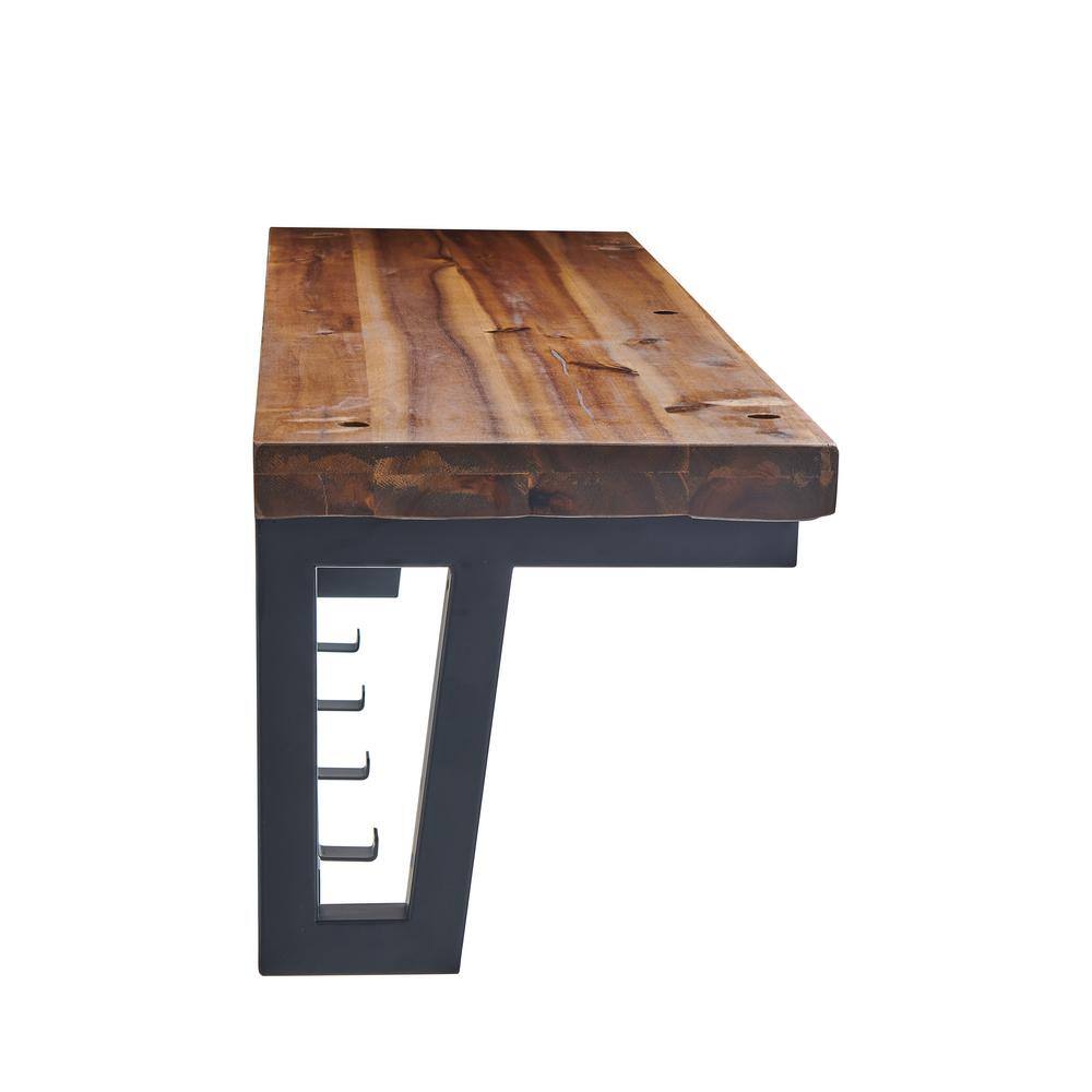 Claremont 40" Rustic Acacia Wood Coat Hook with Shelf
