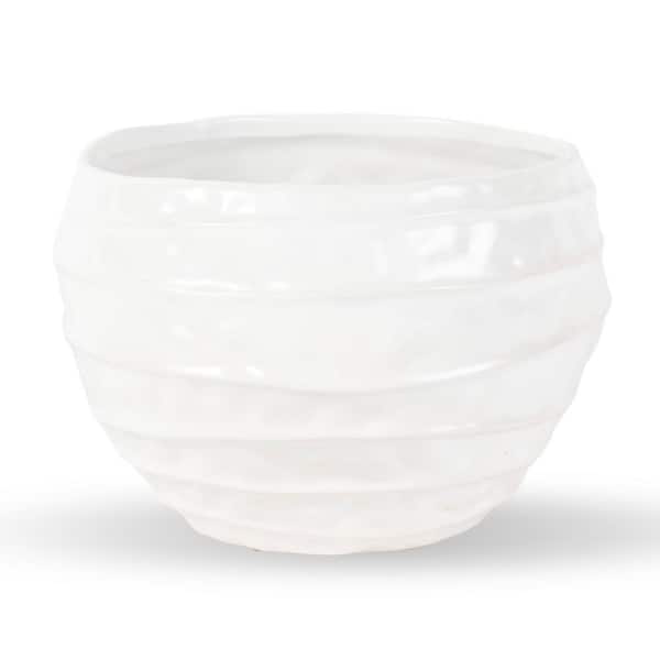 Vasesource Brook 7.5 in. Dia White Ceramic Planter