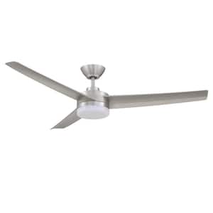 CAPRION 52 in. Integrated LED Indoor Nickel Ceiling Fan with White Polycarbonate (PC) Plastic Shade