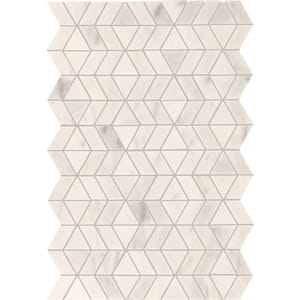 Xpress Mosaix Peel 'N Stick Frost White 18 in. x 12 Marble Zipper Mosaic Tile (14.5 sq. ft./Case)