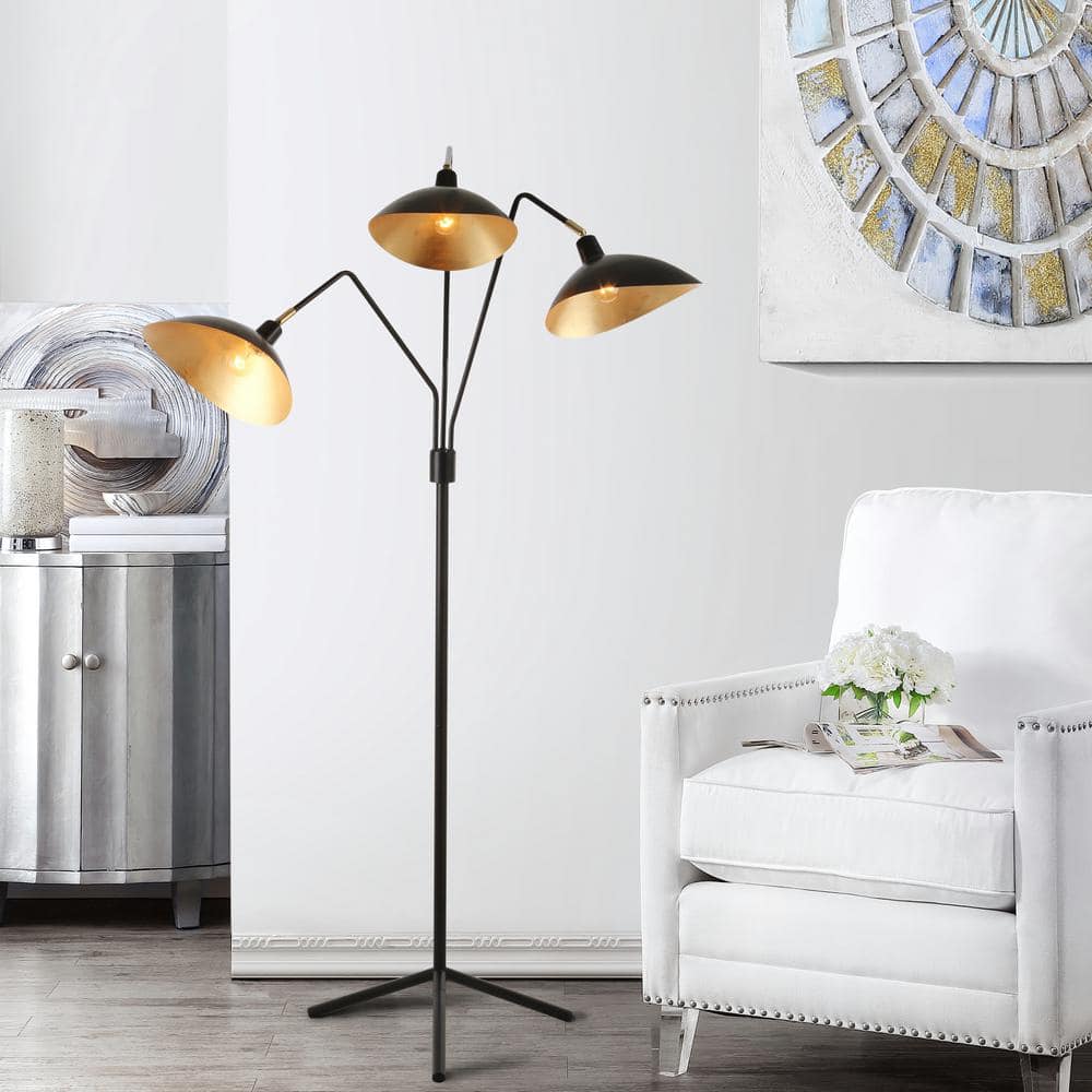 Adjustable Tripod 69.5" Black & Gold Floor Lamp