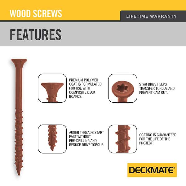 #9 x 3 in. Red Torx Flat-Head Wood Deck Screw (5 lbs. / 309-Piece)