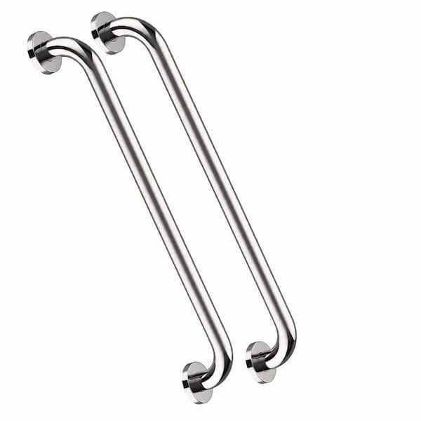 2-Pack 24 in. Chrome Stainless Steel Bathroom Shower Grab Bar, 1.25 in. Diameter Safety Handrail