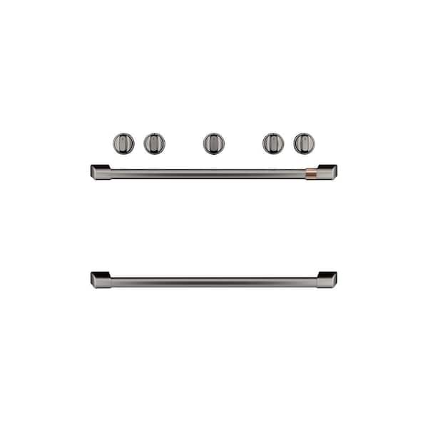 Cafe Freestanding Gas Range Handle and Knob Kit in Brushed Black