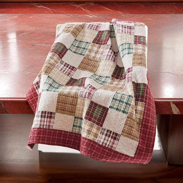 Benjara Multi-Colored Patchwork Print Cotton Throw Blanket
