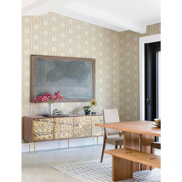 Burton Gold Modern Ogee Textured Non-pasted Paper Wallpaper