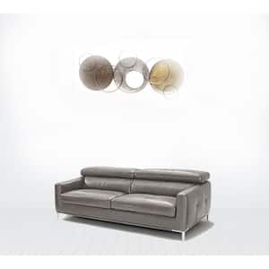 78.7 in. Square Arm Leather Bridgewater Rectangle Sofa in Gray