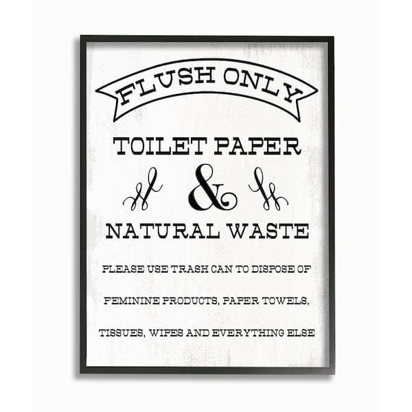 The Stupell Home Decor Collection Flush Only Toilet Paper Rustic Bathroom Sign By Daphne Poli Framed Country Wall Art Print 11 In X 14 Ab 838 Fr 11x14 - Bathroom Signs Home Decor