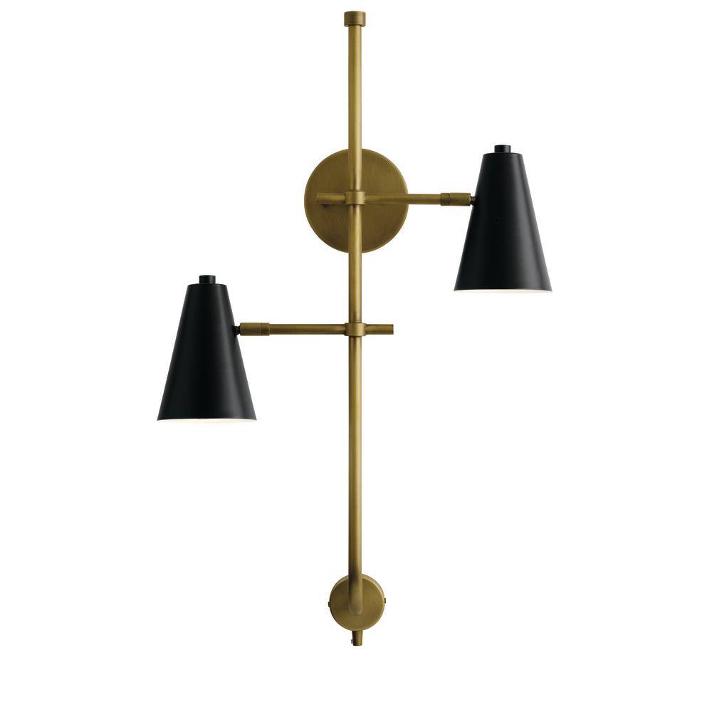 Sylvia Black and Brass 2-Light Wall Sconce