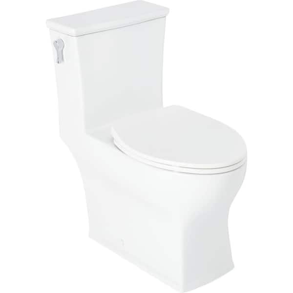 Carraway 12 in. 1-piece 1.28. GPF Single Flush Elongated Toilet in White Seat Included
