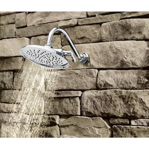 Isabel 2-Spray Patterns 9 in. H Wall Mount Fixed Shower Head in Brushed Gold