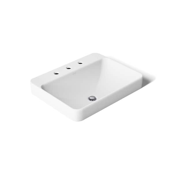 Vox 23 x 18.125 Vessel Bathroom Sink in White Vitreous China with Overflow Drain