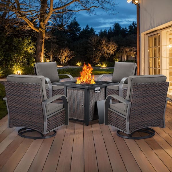 Gymojoy Carlos 5-Piece Wicker Patio Conversation Set with