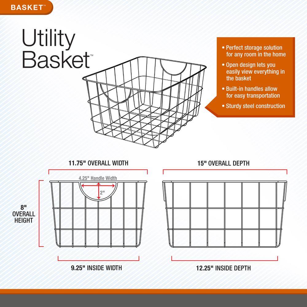Spectrum Satin Nickel Wire 16" Utility Storage Basket