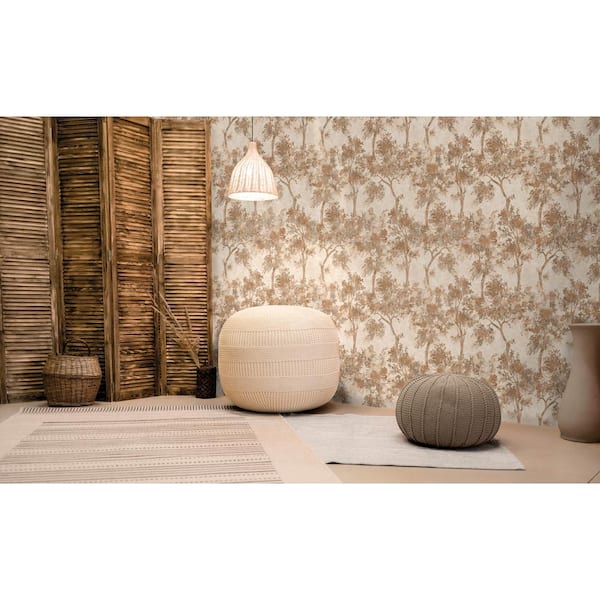 Terracotta Hazy Digital Printed Trees Print Non Woven Non-Pasted Textured Wallpaper 57 Sq. Ft.