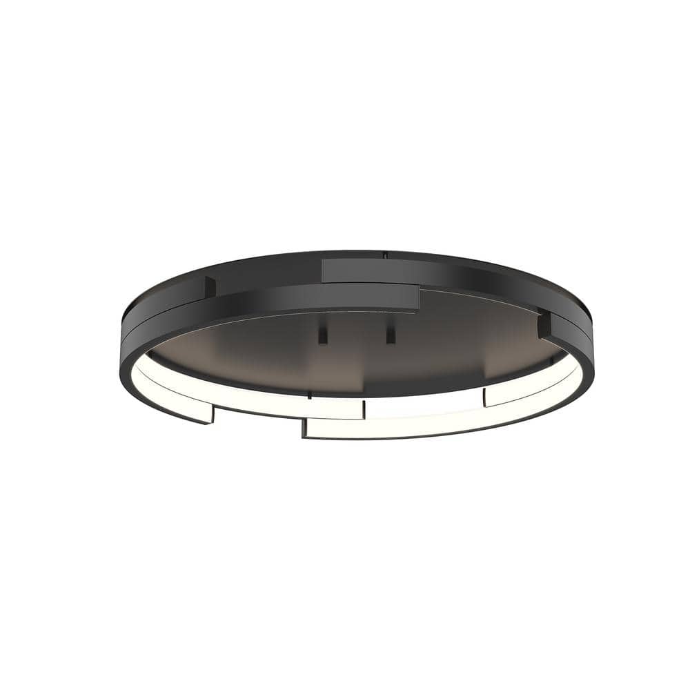 Anello Minor 19" Black LED Flush Mount with Brushed Nickel