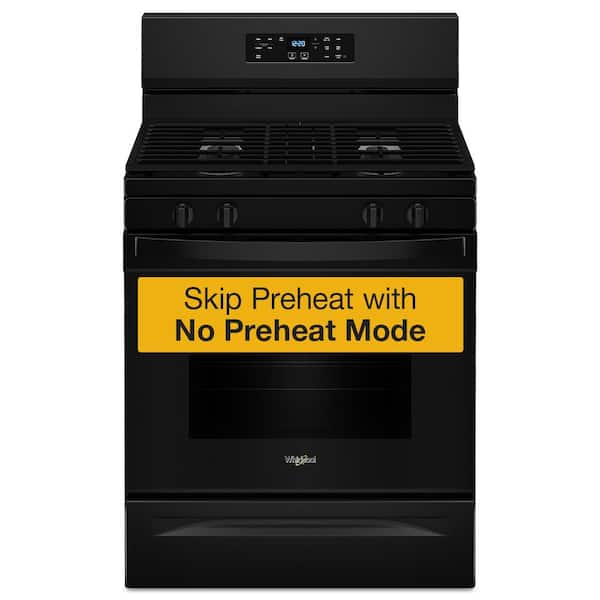 Whirlpool 30 in. 4 Burners Freestanding Gas Range in Black with No Preheat Mode