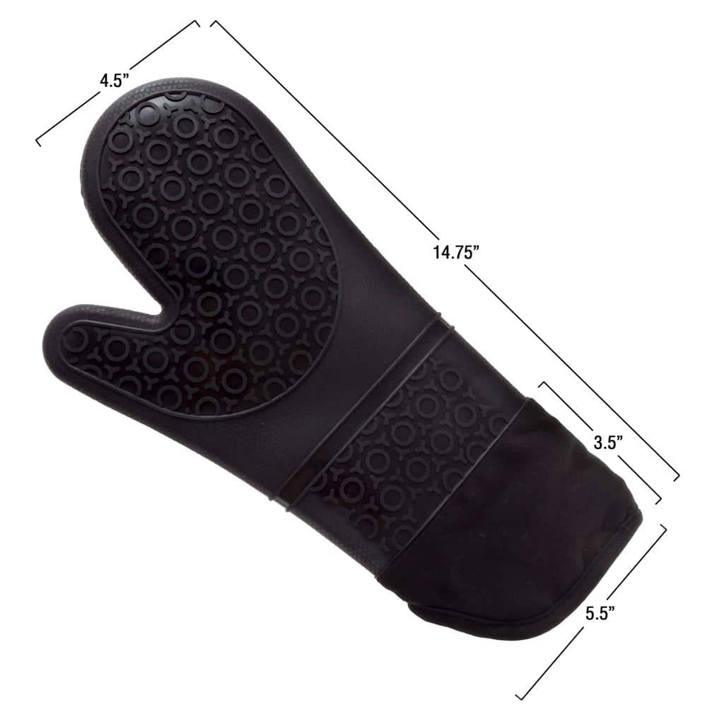 Silicone Black Oven Mitts with Quilted Lining (2-Pack) - thumbnail 8