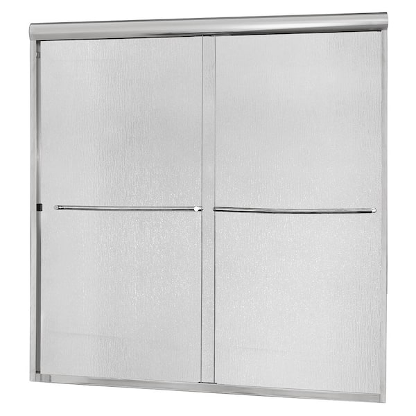 CRAFT + MAIN Cove 60 in. x 60 in. Semi-Framed Sliding Tub Door in Silver with 1/4 in. Rain Glass