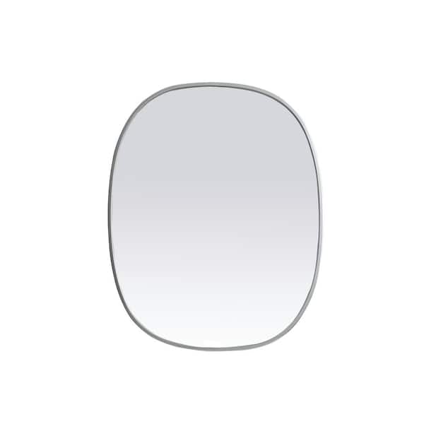 Unbranded Simply Living 24 in. W x 30 in. H Oval Metal Framed Silver Mirror