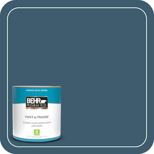BEHR PREMIUM PLUS 1 qt. #550F-7 Blue Spell Satin Enamel Low Odor Interior Paint & Primer