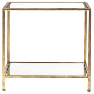 Bella Square Gold Metal and Glass Side Accent Table (20 in. W x 24 in. H)