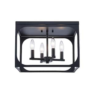 Ruby Ridge 15 in. 4-Light Black Flush Mount Ceiling Light with Metal Shade