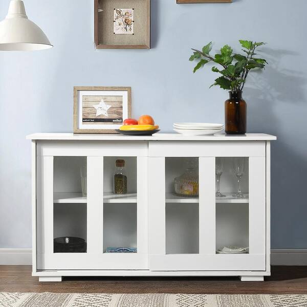 Homy Casa Polter White 28.4 in H Storage Cabinet with Slide Door