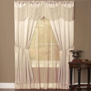 Halley 56 in. W x 63 in. L Polyester Light Filtering 6 Piece Window Curtain Set in Ivory