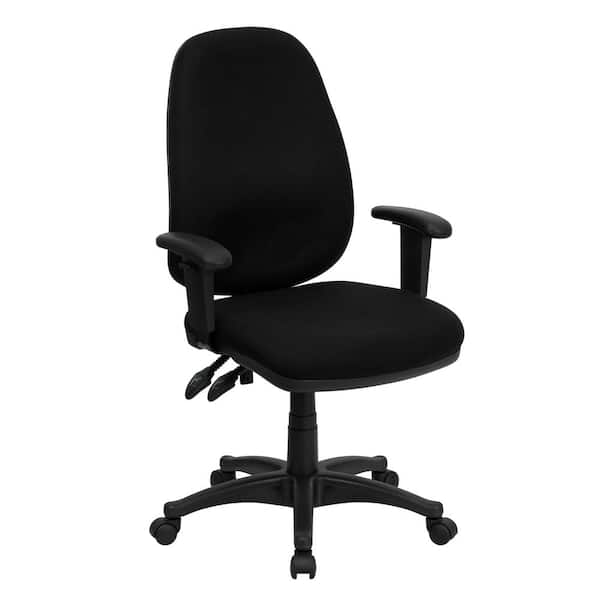 BLACK FABRIC ERGONOMIC POSTURE TASK OFFICE DESK CHAIR WITH ARMS 
