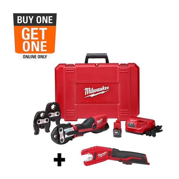 M12 12-Volt Lithium-Ion Force Logic Cordless Press Tool Kit with M12 Copper Tubing Cutter (3 Jaws Included)