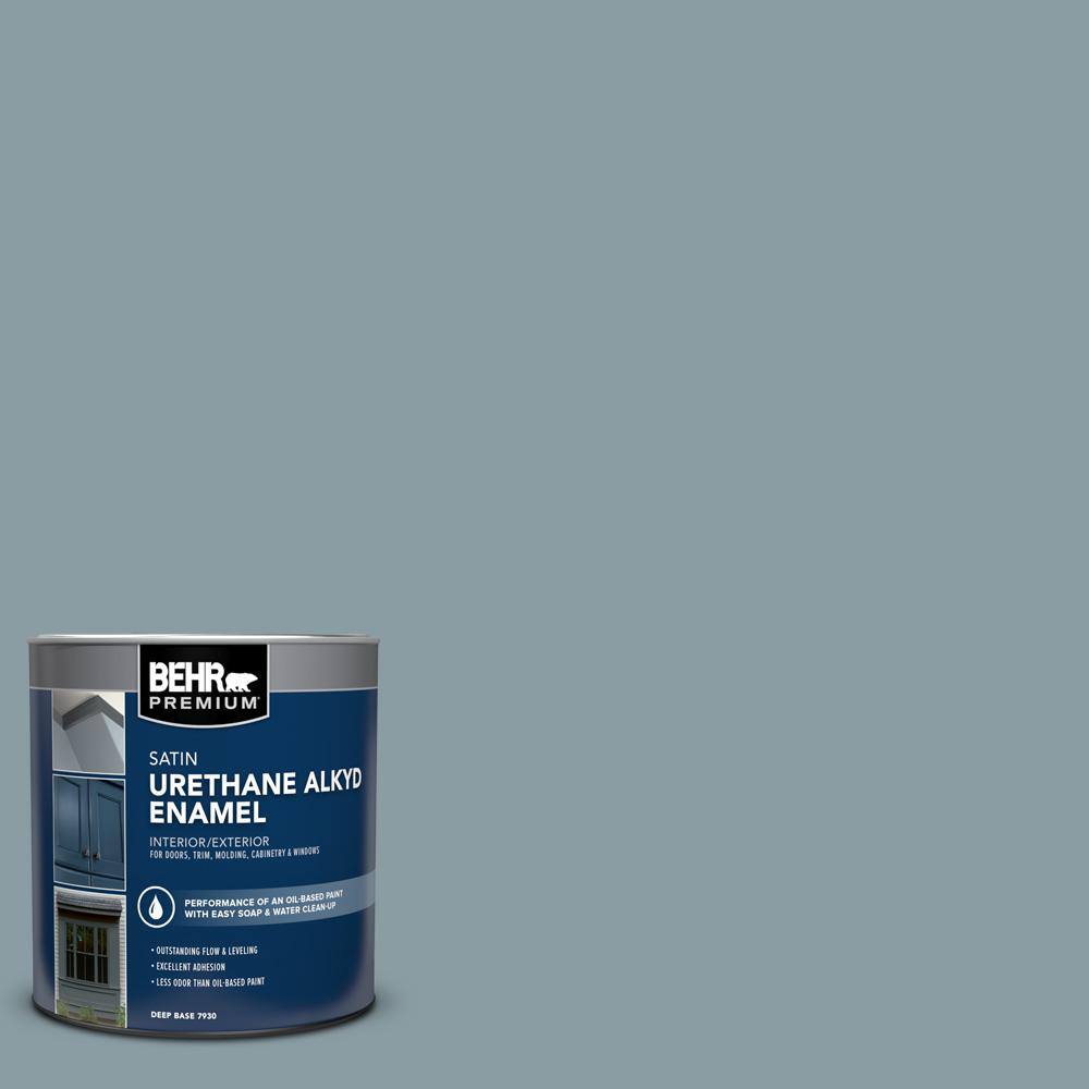 BEHR PREMIUM 1 qt. 540F4 Shale Gray Satin Enamel Urethane Alkyd Interior/Exterior Paint 793004