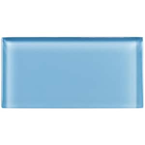 Enchant Joy Spell Blue Glossy 3 in. x 6 in. Smooth Glass Subway Wall Tile (1.83 sq. ft./Case)