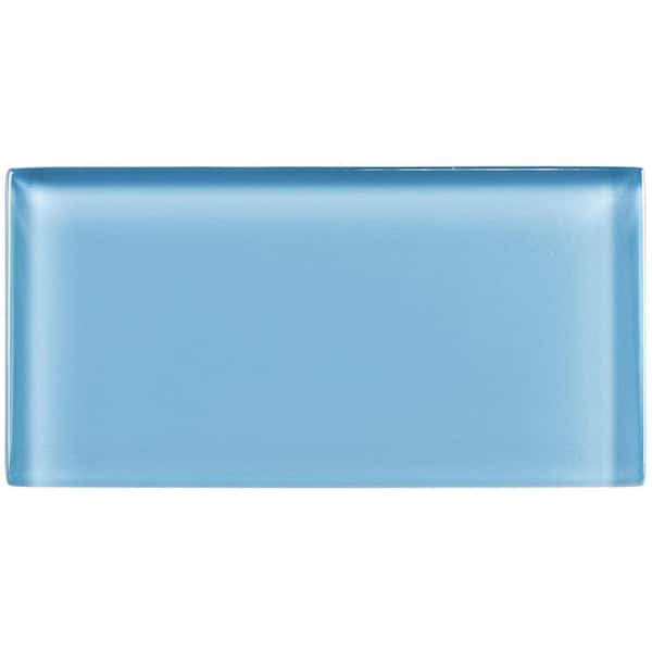 Enchant Joy Spell Blue Glossy 3 in. x 6 in. Smooth Glass Subway Wall Tile (1.83 sq. ft./Case)