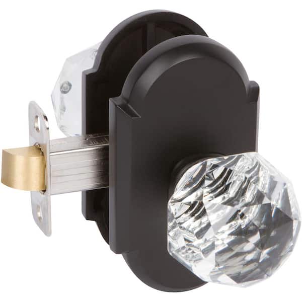 DELANEY HARDWARE Bravura Premium Crystal Ball Black Hall/Closet Door Knob with Grande Curve Rosette