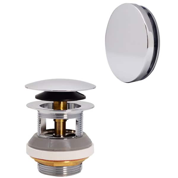 Westbrass 1-1/2 in. NPSM Integrated Overflow Round Tip-Toe Bath Drain with Illusionary Overflow Cover, Polished Chrome