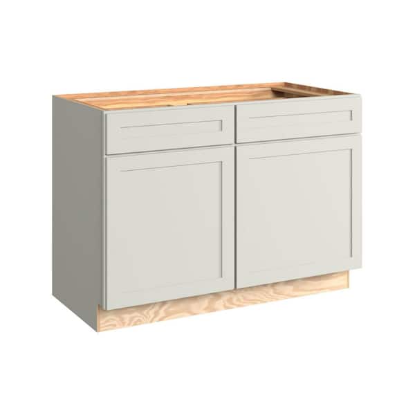 Thornton 48 in. W x 24 in. D x 34.5 in. H Assembled Plywood Base Kitchen Cabinet in Moonshine with 2-Drawers