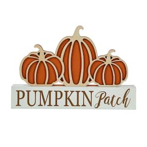 7.75 in. H Fall Wooden Pumpkin Patch Pumpkins Table Sign