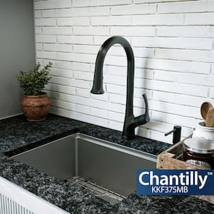 Chantilly Single Handle Touchless Pull-Down Sprayer Kitchen Faucet in Matte Black