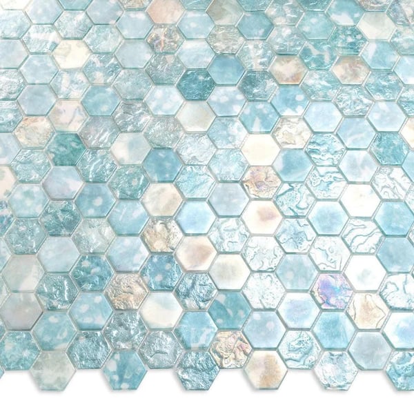 Apollo Tile Verre 11.7 in. x 11.8 in. Matte Blue Glass Mosaic Wall