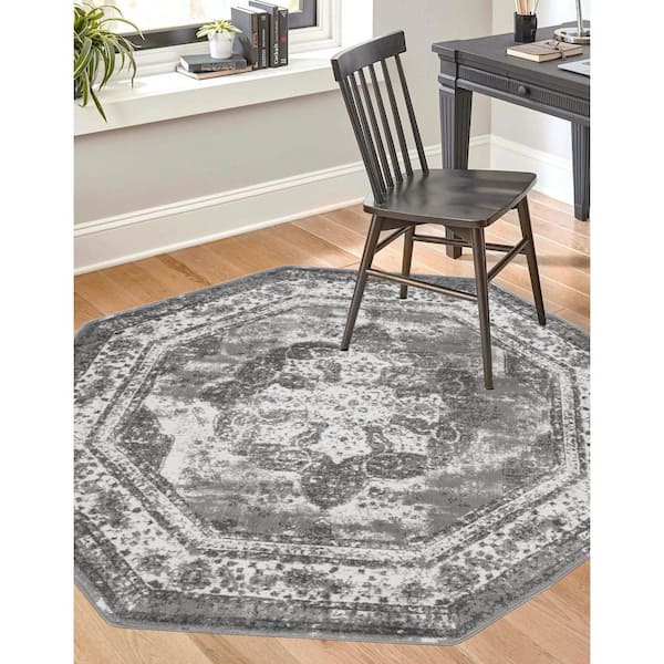 Sofia Salle Garnier Gray 6 ft. x 6 ft. Area Rug