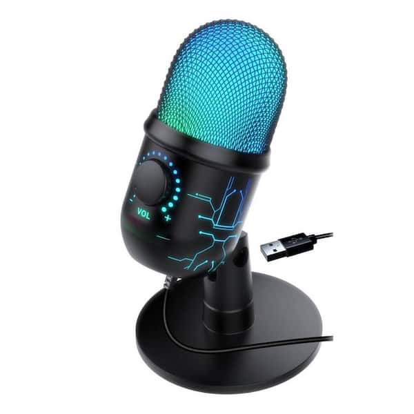 Yichuhaoxi Gaming Microphone, USB Computer Microphone for PC, Mac, PS4/5, Condenser Podcast Mic in Black